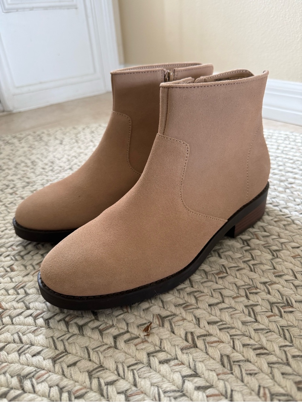Lands' End Women’s Almond Suede Ankle Booties NEW